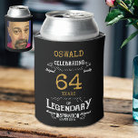 Any Age Birthday Black Gold Legendary Photo Can Cooler<br><div class="desc">A personalised elegant can cooler that is easy to customise for that special birthday party occasion. Add your favourite photo for a unique touch.</div>