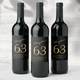 Any Age Birthday Black Gold Wine Label