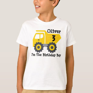 Any Age Birthday Boy Yellow Dump Truck T-Shirt