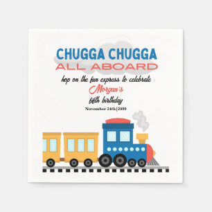 Any Age Birthday Colourful Cartoon Train Napkin