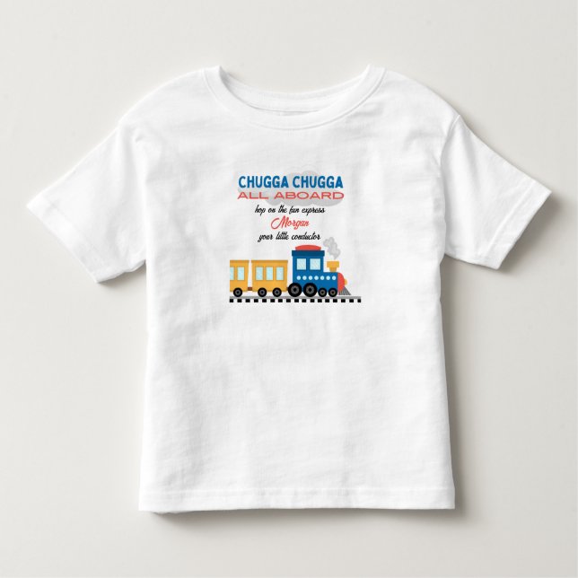 Any Age Birthday Colourful Cartoon Train  Toddler T-Shirt (Front)