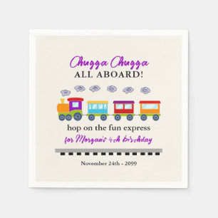 Any Age Birthday Cute Colourful Train  Napkin