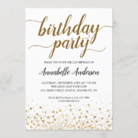 Any Age Birthday Modern Gold Confetti Dots Script