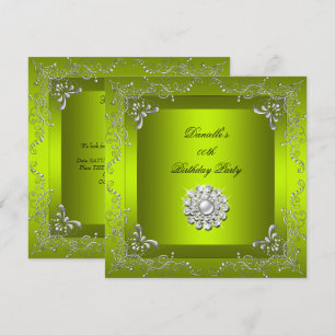 Any Age Birthday Party Chartreuse Yellow Green Invitation