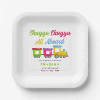 Any Age Birthday Party Chugga Choo Colourful Train Paper Plate