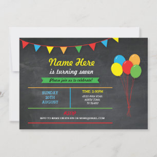 Any Age Birthday Party Girls Boys Balloons Invite