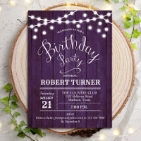 Any Age Birthday Party - Rustic Purple Wood