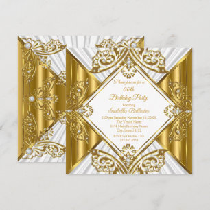 Any Age Birthday Party white Gold Diamond  Invitation