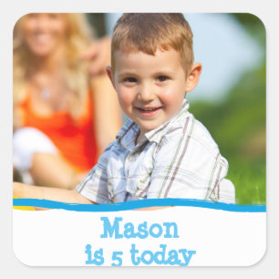 Any Age Birthday Personalised Photo Square Sticker