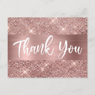 Any Age Birthday Rose Gold Thank You Postcard