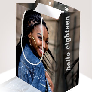 Any Age Birthday Trendy Personalised Photo Medium Medium Gift Bag