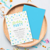 Any Age Blue Aqua Green Confetti Birthday Party