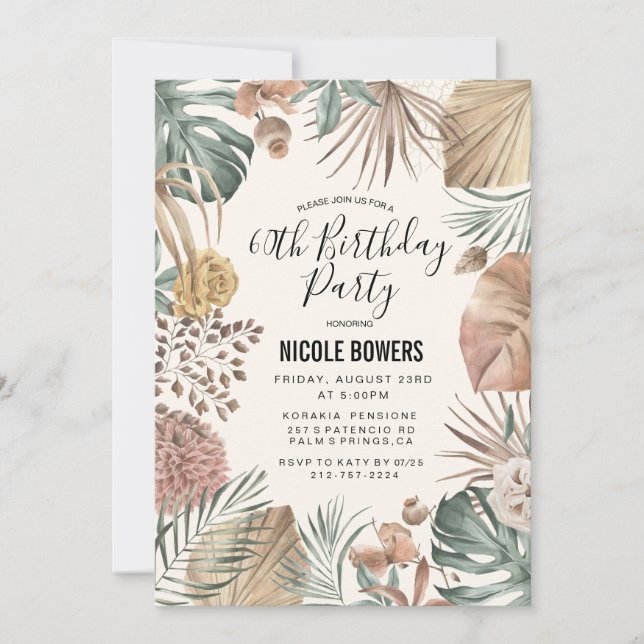 ANY AGE - Boho Floral  Birthday Invitation (Front)