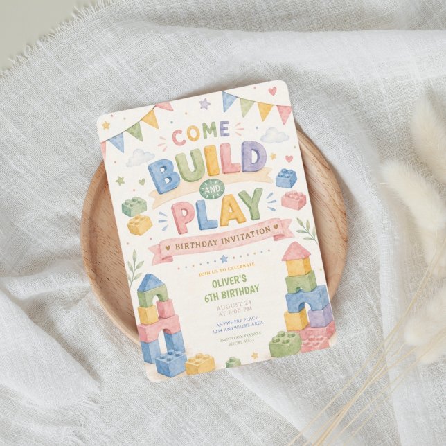 Any age, Building blocks kids birthday  Invitation (Creator Uploaded)