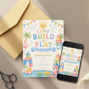 Any age, Building blocks kids birthday Invitation