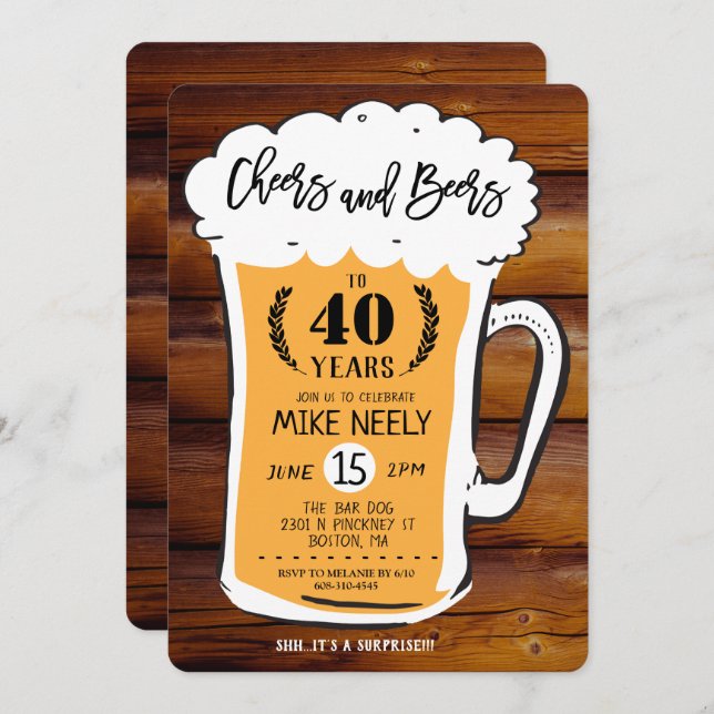 ANY AGE - Cheers and Beers Birthday Invitation (Front/Back)