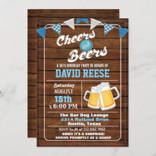 ANY AGE - Cheers and Beers Birthday Invitation