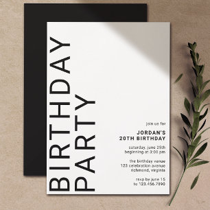 Any Age Cool Modern Minimal Unisex Birthday Invitation