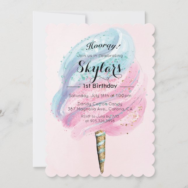 ANY AGE - Cotton Candy Birthday Invitation (Front)