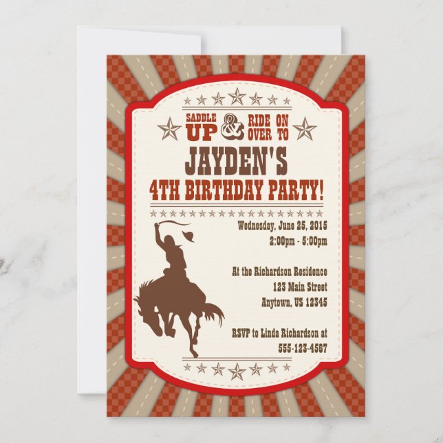 Any Age Cowboy Rodeo Birthday Party Invitation (Front)