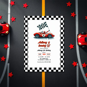 Any Age Customisable Race Car Birthday Party Invitation