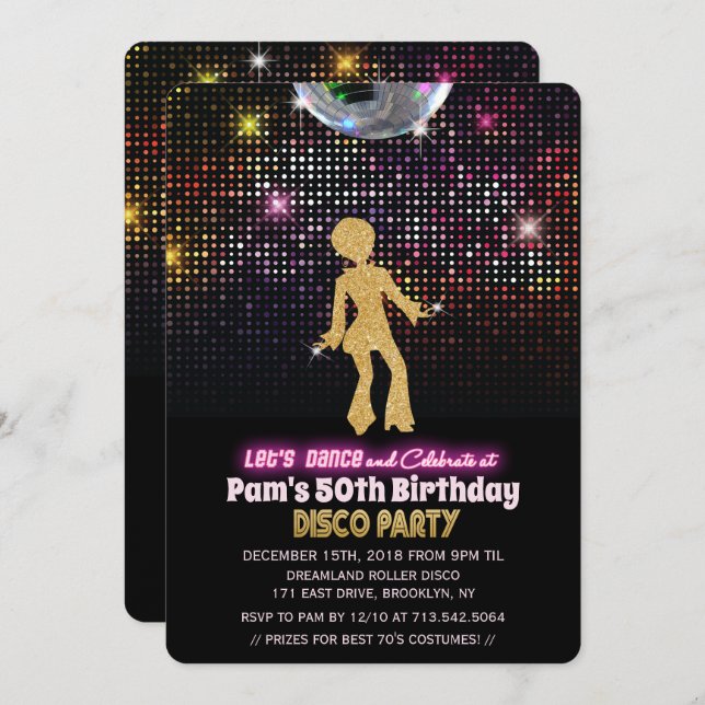ANY AGE - Disco Birthday Party Invitation (Front/Back)
