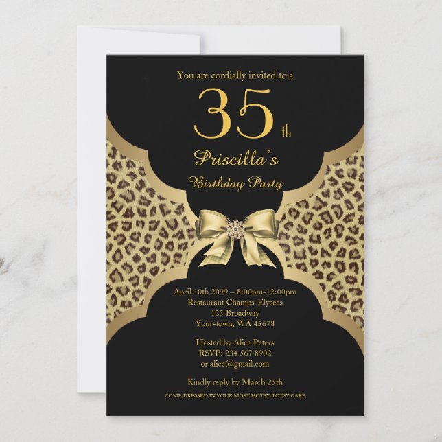 - Any age editable,Birthday Party ANY AGE,Cheetah Invitation (Front)