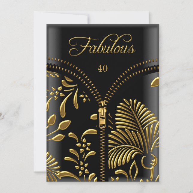 Any Age Fabulous Gold Black Corset Birthday Party Invitation (Front)