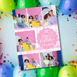 Any Age Feminine Pink 7 Photo Collage Birthday<br><div class="desc">Any Age Feminine and Chic Pink Gingham Pattern 7 Photo Collage Birthday Card - A beautiful birthday card for her. Customise with your own seven photos (6 on the outside and 1 on the inside of the card). Personalise by adding the recipient's name and age and your own custom message...</div>