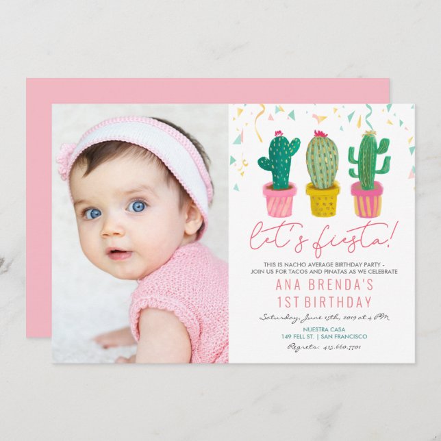 ANY AGE - Fiesta Cactus Birthday Invitation (Front/Back)