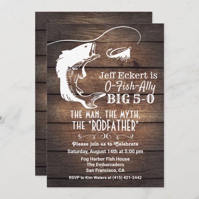 ANY AGE - Fishing Birthday Invitation (Front/Back)