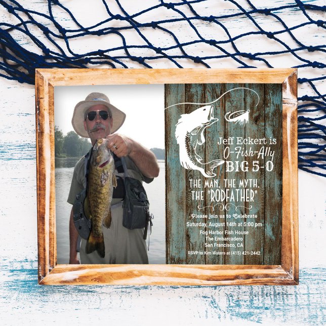 ANY AGE - Fishing Birthday Photo Invitation (Creator Uploaded)