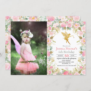 ANY AGE - Floral Fairy Girl Birthday Invitation