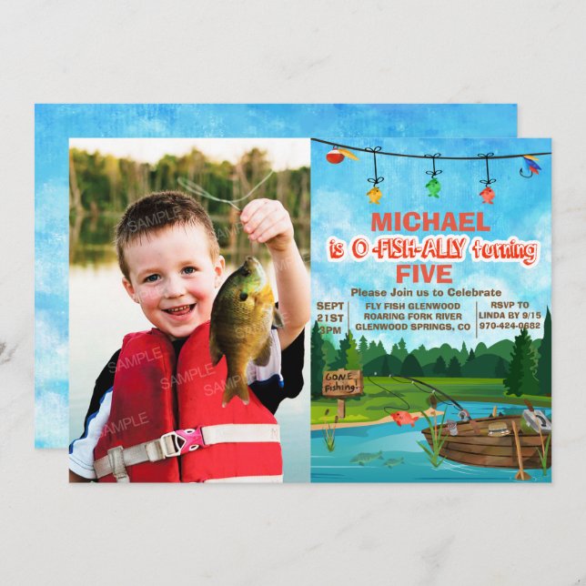ANY AGE - Gone Fishing Birthday Invitation (Front/Back)