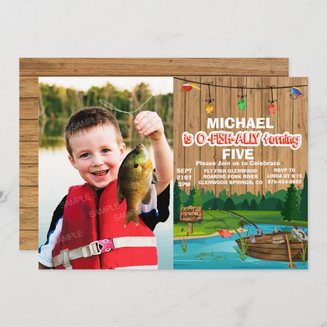 ANY AGE - Gone Fishing Birthday Invitation (Front/Back)