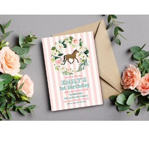 ANY AGE - Horse Floral Birthday Party Invitation