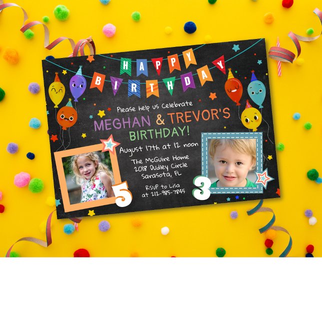 ANY AGE - Joint Dual Sibling Birthday Invitation (Creator Uploaded)