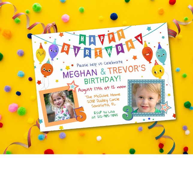 ANY AGE - Joint Dual Sibling Birthday Invitation (Creator Uploaded)