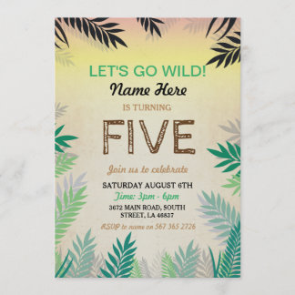 ANY AGE Jungle Birthday Party Safari ZOO Invite