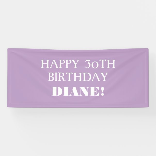 Any Age Lavender Purple Happy Birthday Banner (Horizontal)