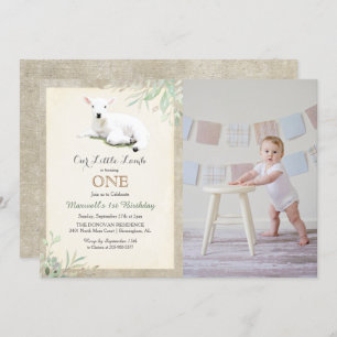 ANY AGE - Little Lamb Photo Birthday Invitation