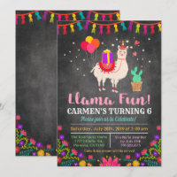 ANY AGE - Llama Floral Birthday Invitation
