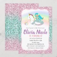 ANY AGE - Mermaid Glitter Birthday Invitation