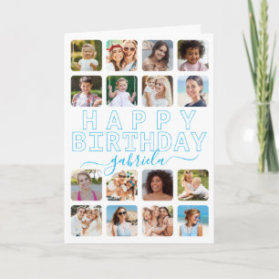 Any Age Modern 16 Photo Collage Birthday  Card