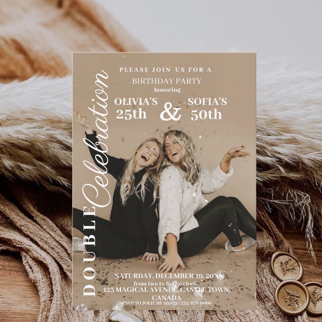 Any Age Modern Elegant Birthday Party Photo  Invitation (Creator Uploaded)
