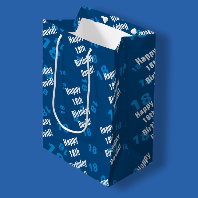 Any age & name personalised happy birthday medium gift bag (Creator Uploaded)