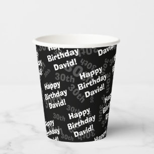 Any age & name personalised happy birthday paper cups