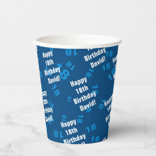 Any age & name personalised happy birthday paper cups