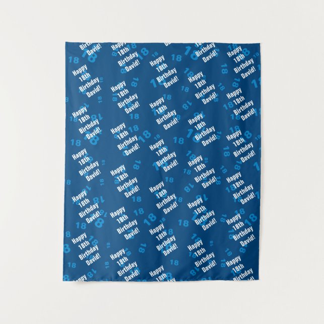 Any age & name personalised happy birthday tapestry (Front)