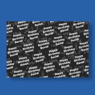 Any age & name personalised happy birthday wrapping paper sheet